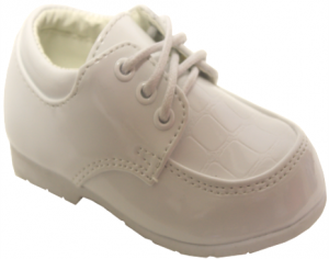Boys Lace Up Dressy Shoe (1011005) WHITE PAT/CROCO PAT